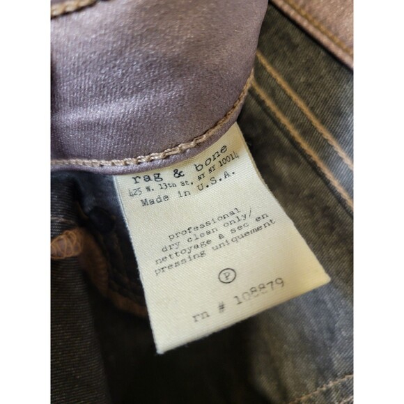 Rag & Bone Rose Metallic Coated Stretch Legging Skinny Jeans Tag 27 Fits 28x27 - Picture 15 of 16